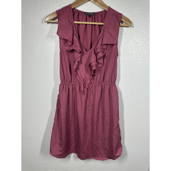 BeBop Dress Womens Medium Mauve Pink Ruffle V Neck Sleeveless Elastic Waist - Picture 7 of 7